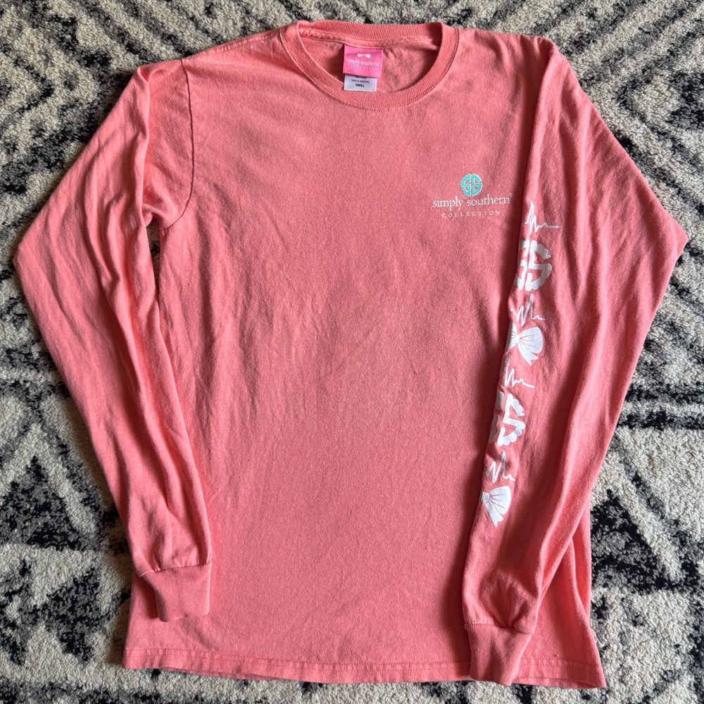 Simply Southern ‘Scrub Life’ Coral Long Sleeve Tee